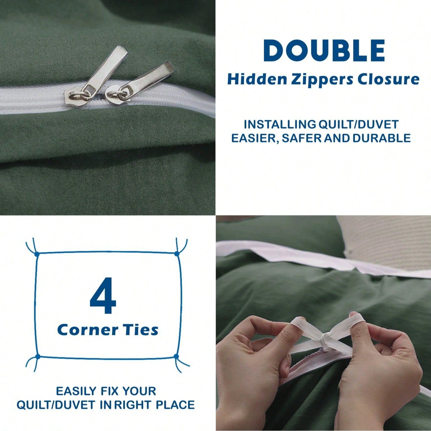 Hotel Soft Microfiber Duvet Cover Set-2000TC Quilt Cover Set & Pillowcases -1 Donna Cover Zipper Closure & 1 x Pillowcases-Breathable Bedding - Wrinkle, Fade, Stain Resistant(Olive green,Super King)