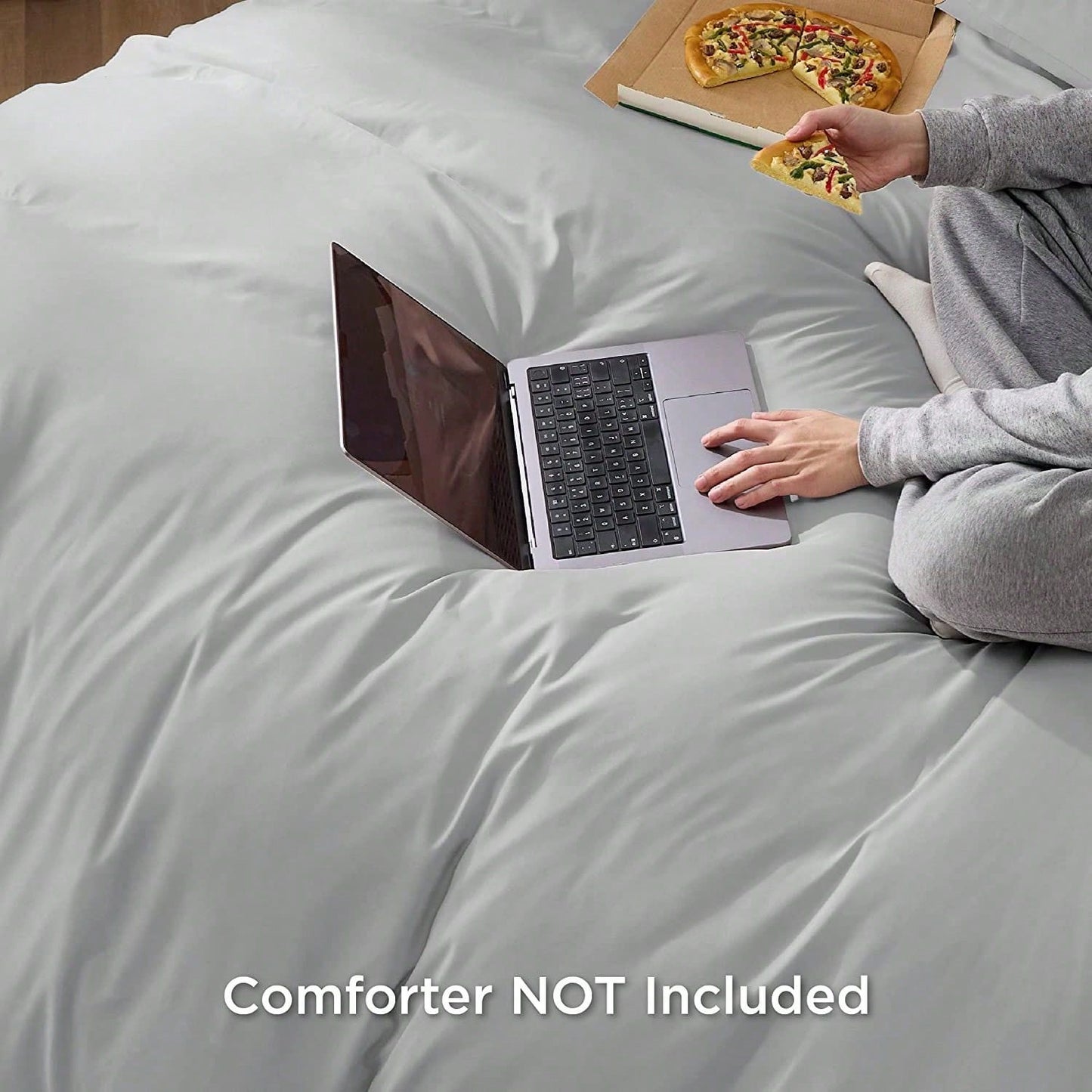 Hotel Soft Microfiber Duvet Cover Set-2000TC Quilt Cover Set & Pillowcases -1 Donna Cover Zipper Closure & 1 x Pillowcases-Breathable Bedding - Wrinkle, Fade, Stain Resistant(Silver-gray,Super King)