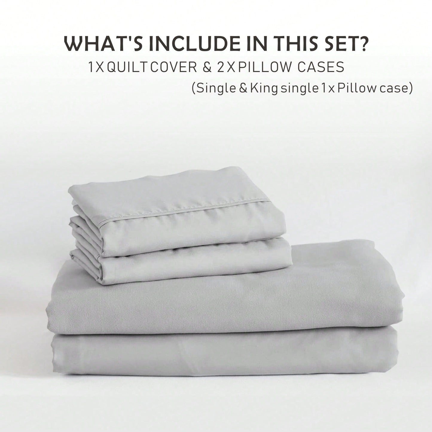 Hotel Soft Microfiber Duvet Cover Set-2000TC Quilt Cover Set & Pillowcases -1 Donna Cover Zipper Closure & 1 x Pillowcases-Breathable Bedding - Wrinkle, Fade, Stain Resistant(Silver-gray,Super King)
