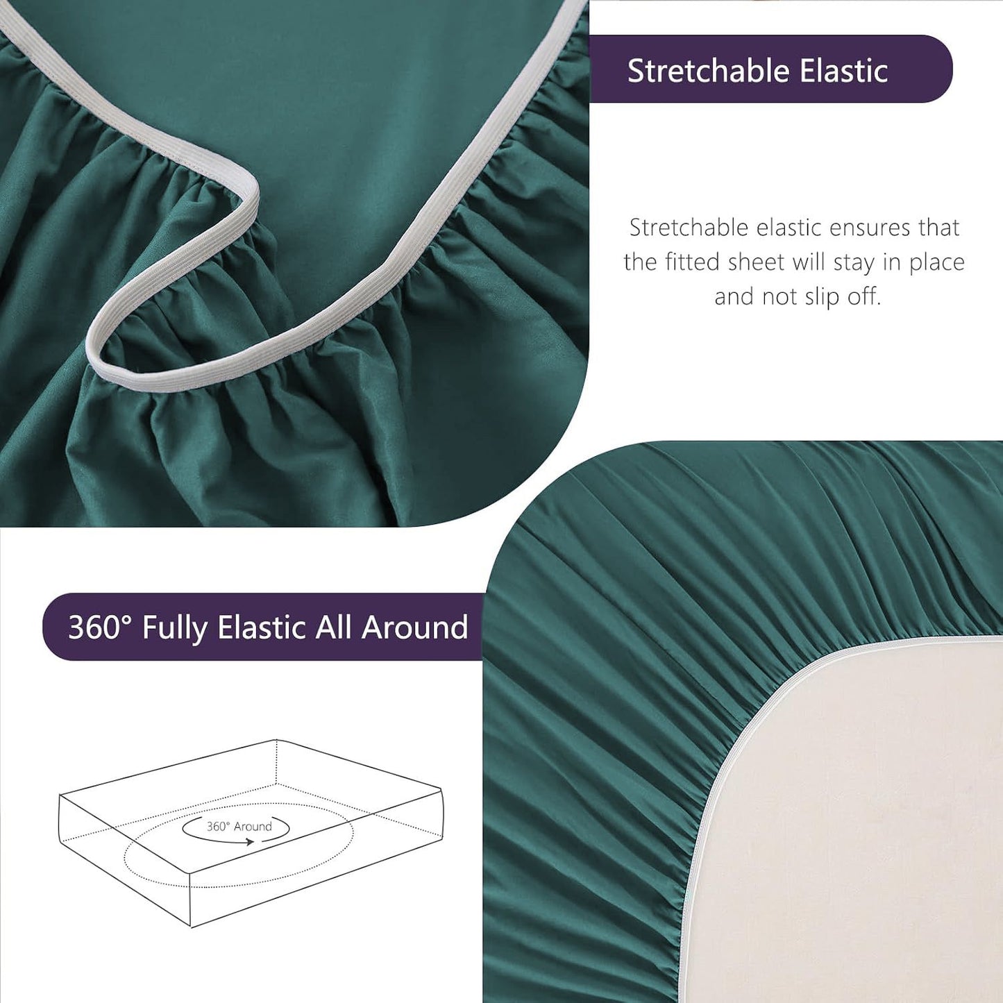 Hotel Soft Bed Sheet Set- Bedding Sheets & Pillowcases -Breathable Bedding - Wrinkle, Fade, Stain Resistant-Deep Pocket Flat Fitted Bed Sheet Set(Biscay blue,Super King)