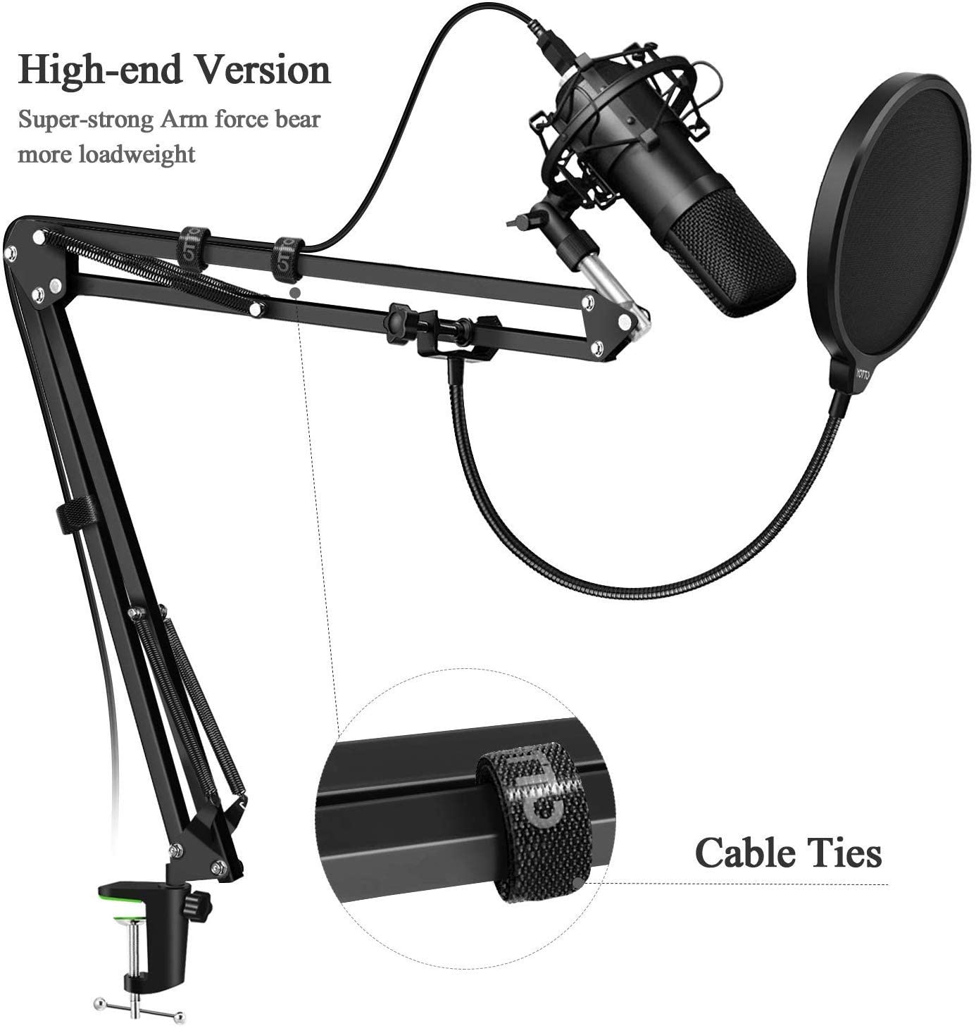 Microphone Radio Broadcasting Stand with 3/8"to 5/8" Screw