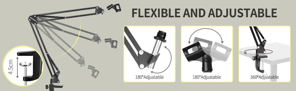Microphone Radio Broadcasting Stand with 3/8"to 5/8" Screw