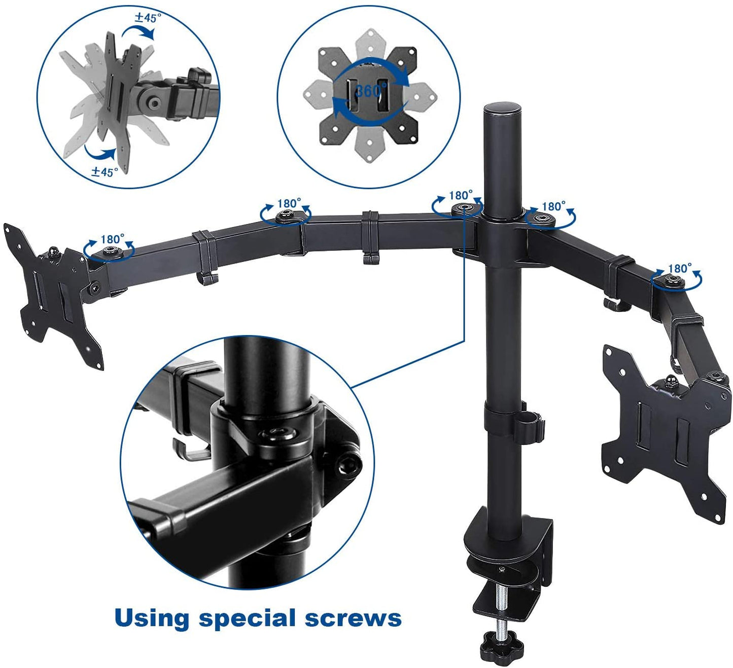 360 Degree Rotation Dual LCD LED Monitor Desk Mount Stand