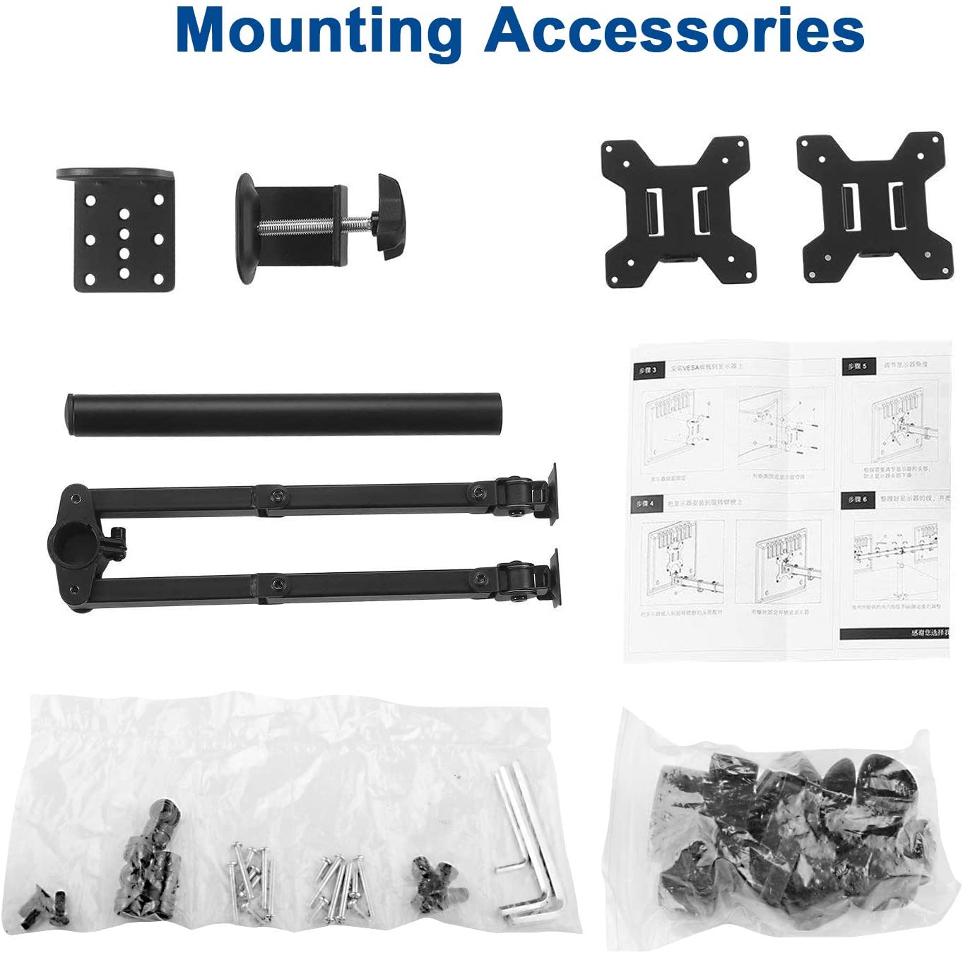 360 Degree Rotation Dual LCD LED Monitor Desk Mount Stand