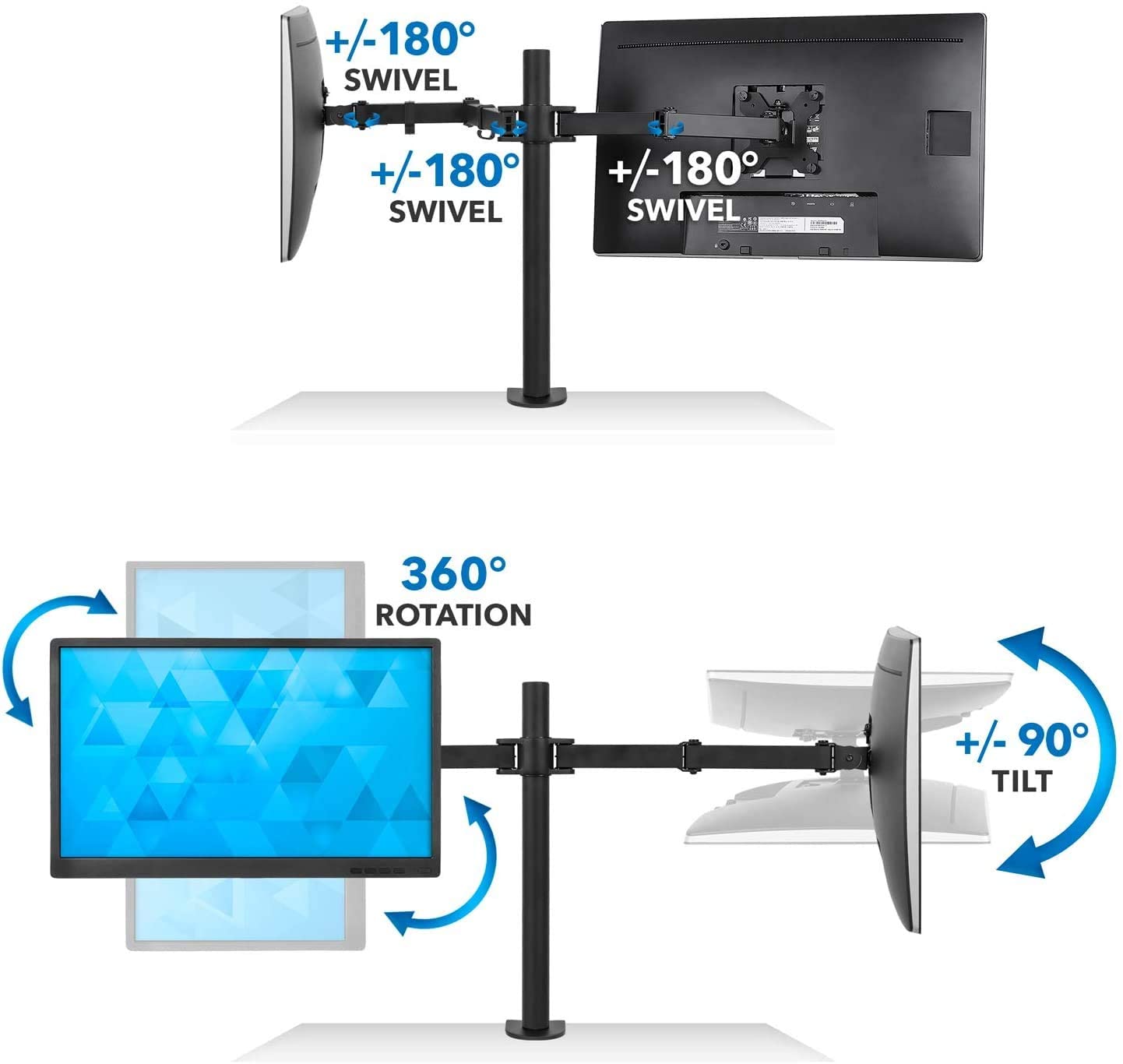 360 Degree Rotation Dual LCD LED Monitor Desk Mount Stand