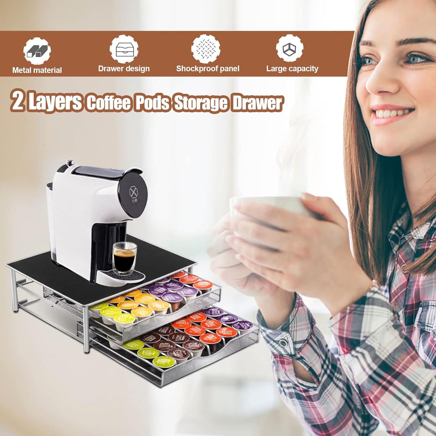 CARLA HOME K-Cup Coffee Pod Drawer for 72 Coffee Pods Storage