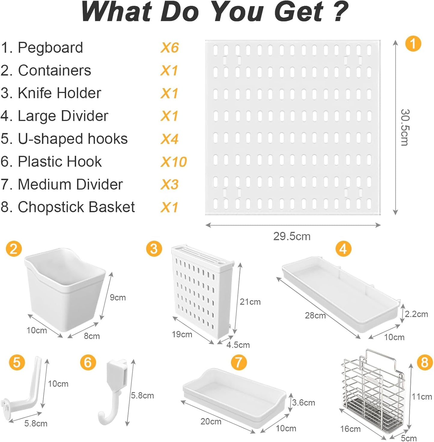 CARLA HOME Pegboard Wall Organizer Kit with 6 Modular Pegboards
