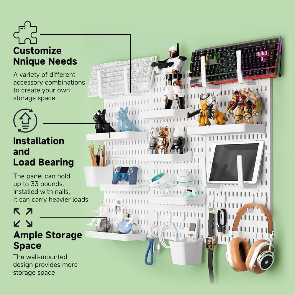 CARLA HOME Pegboard Wall Organizer Kit with 3 Modular Panels