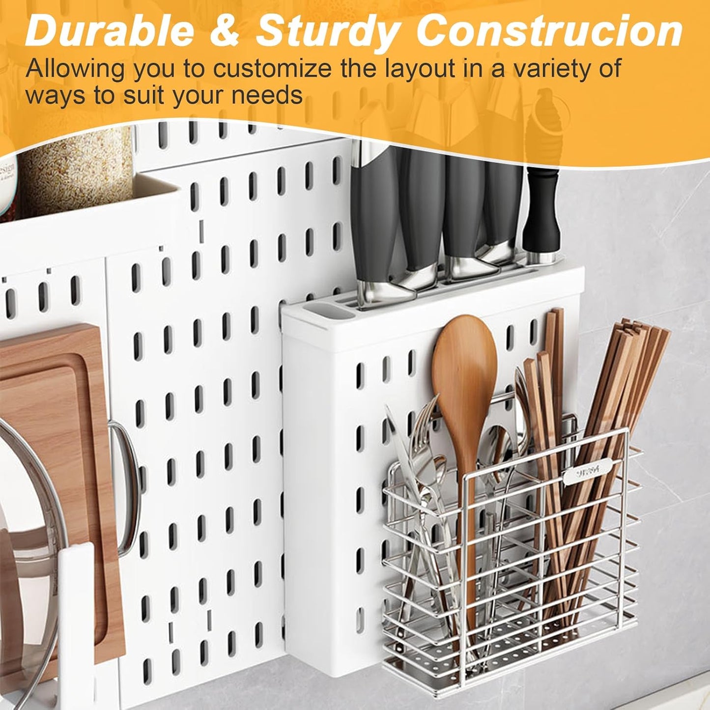CARLA HOME Pegboard Wall Organizer Kit with 3 Modular Panels