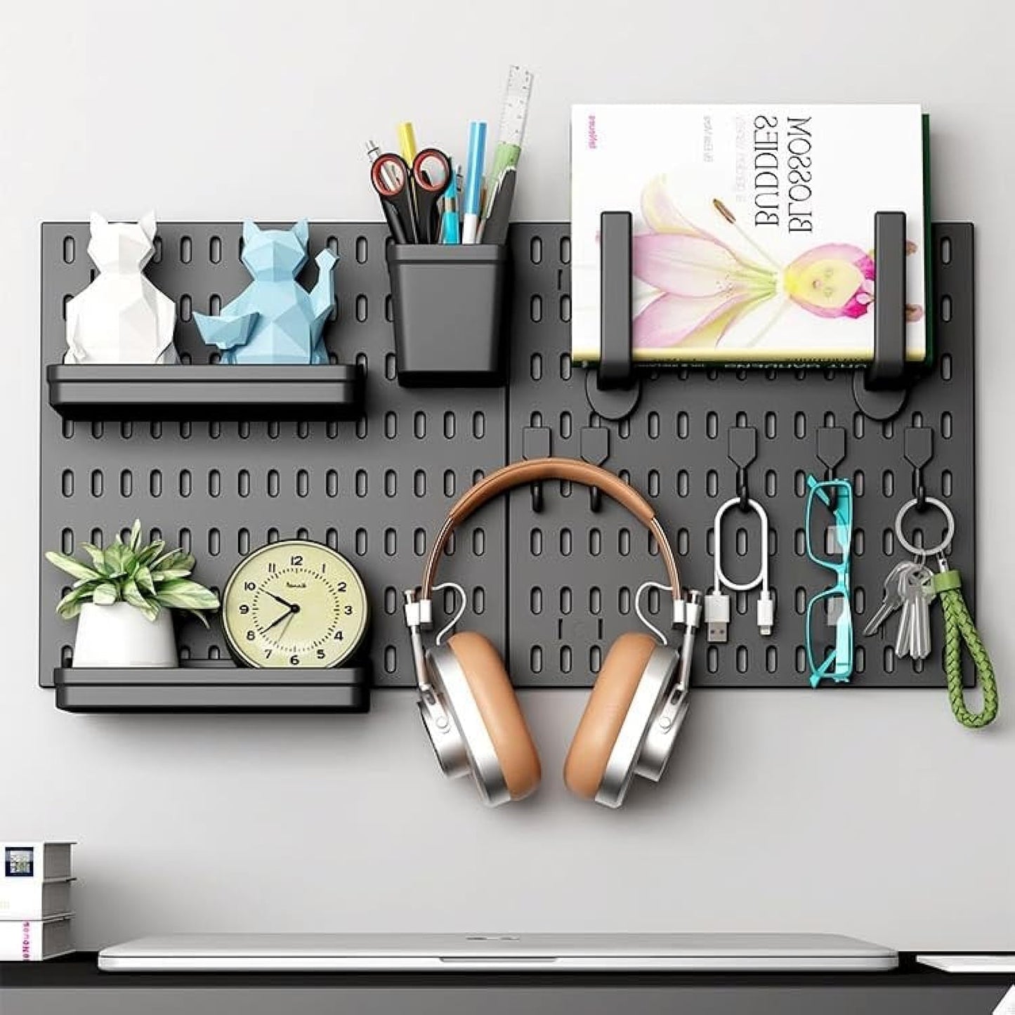 CARLA HOME Pegboard Wall Organizer Kit – Black Modular