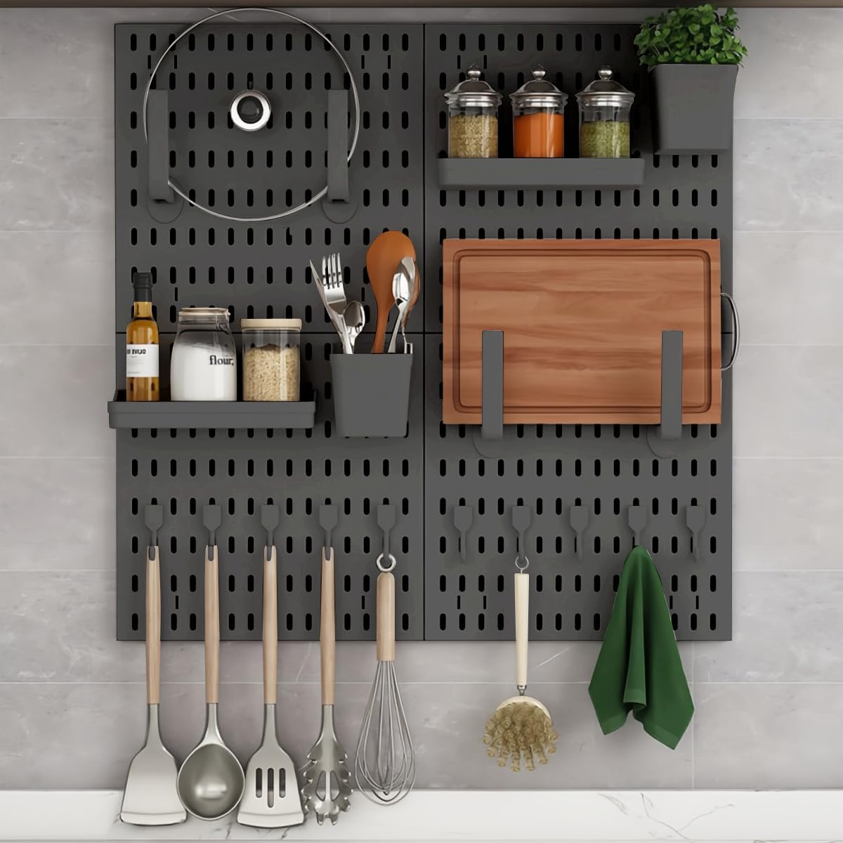 CARLA HOME Pegboard Wall Organizer Kit – Black Modular