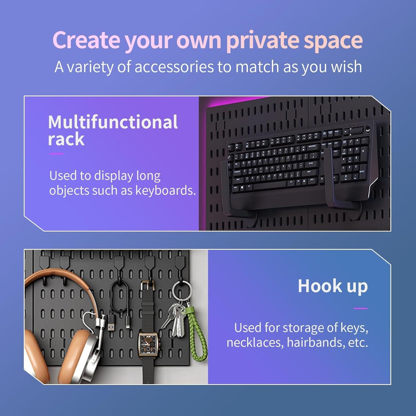 CARLA HOME Pegboard Wall Organizer Kit with Black
