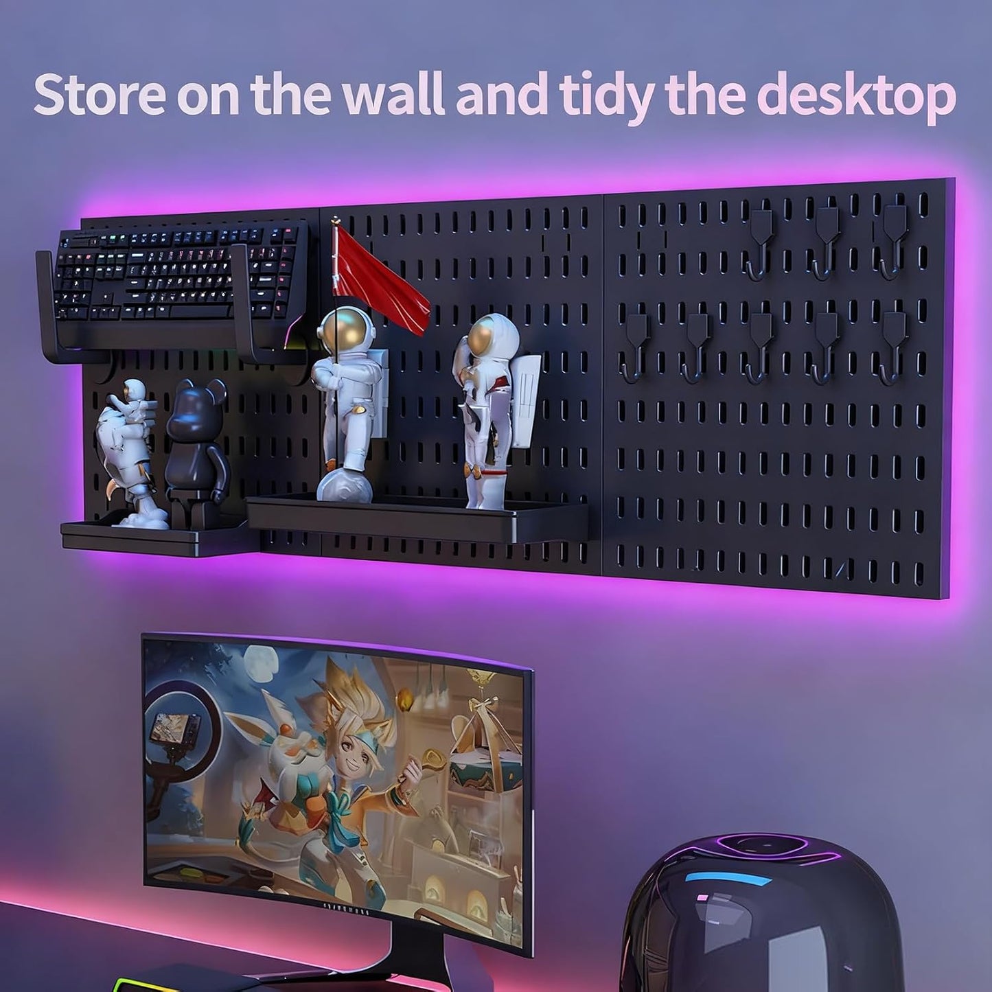 CARLA HOME Pegboard Wall Organizer Kit with Black