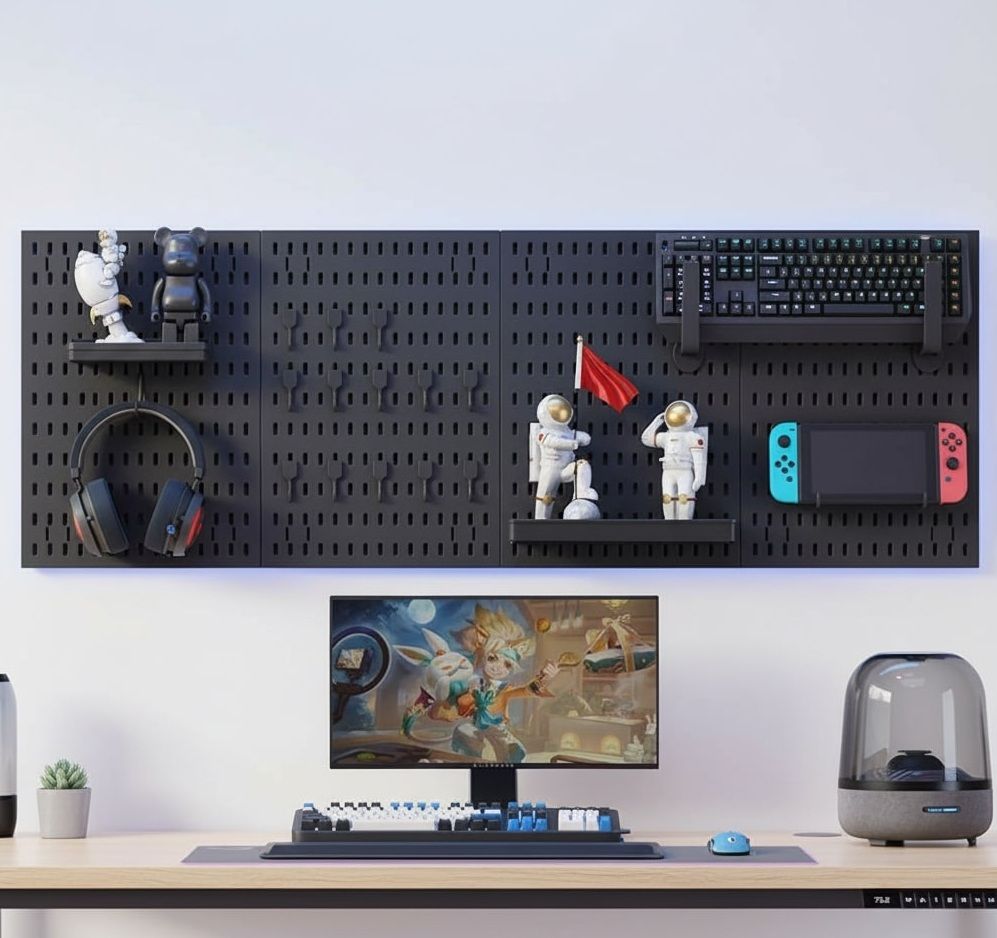 CARLA HOME Pegboard Wall Organizer Kit with 4 Modular Black
