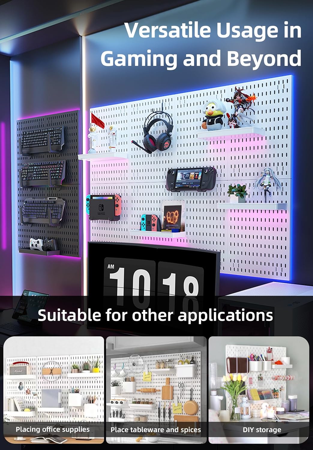 CARLA HOME Pegboard Wall Organizer Kit with Black
