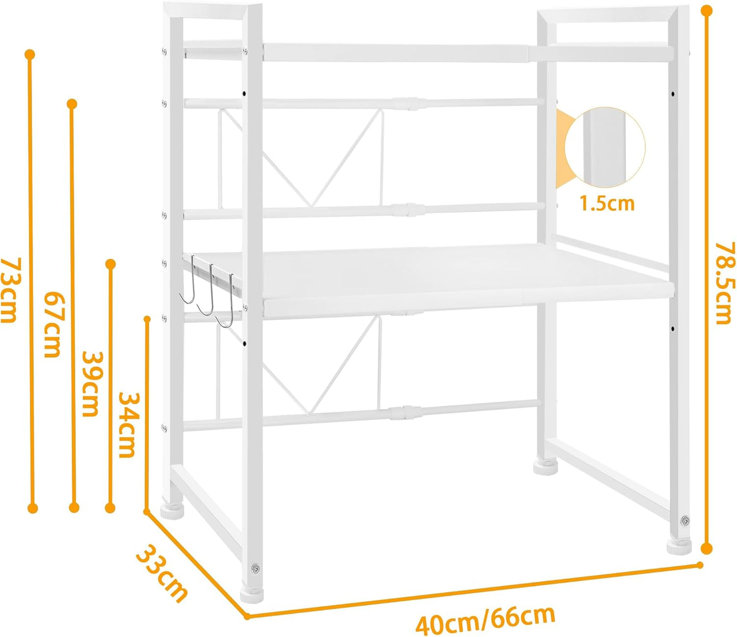 CARLA HOME 3-Tier Microwave Oven Rack with Adjustable Metal Shelf