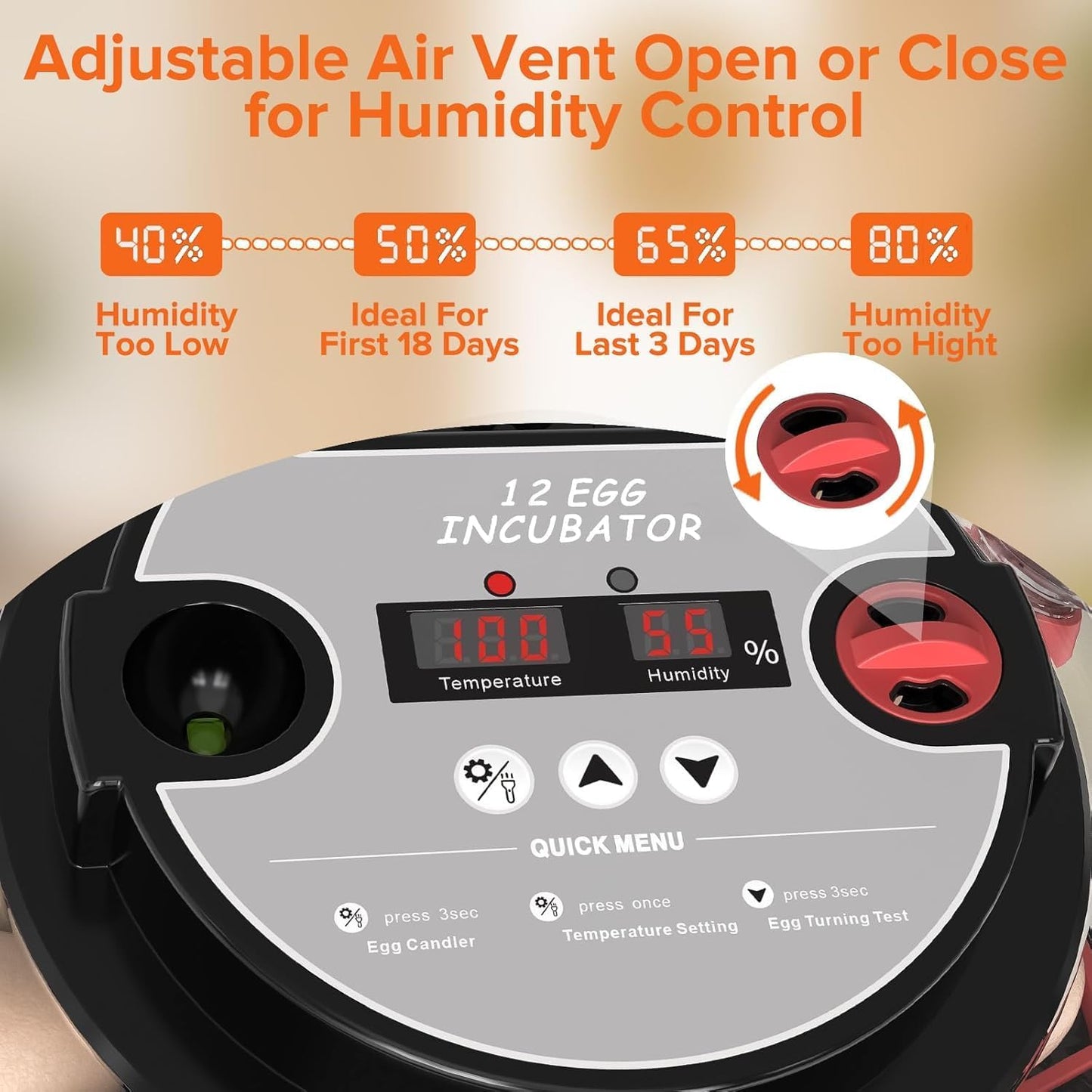 CARLA HOME 12 Egg Incubator with Automatic Turning & LED Display