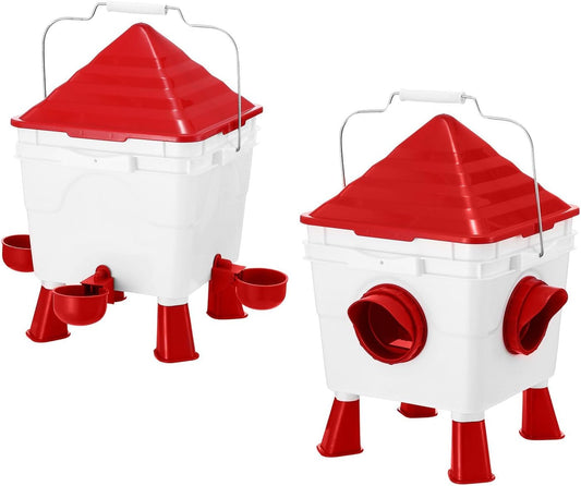 CARLA HOME Chicken Feeder Waterer Set, Automatic Gravity Dispenser