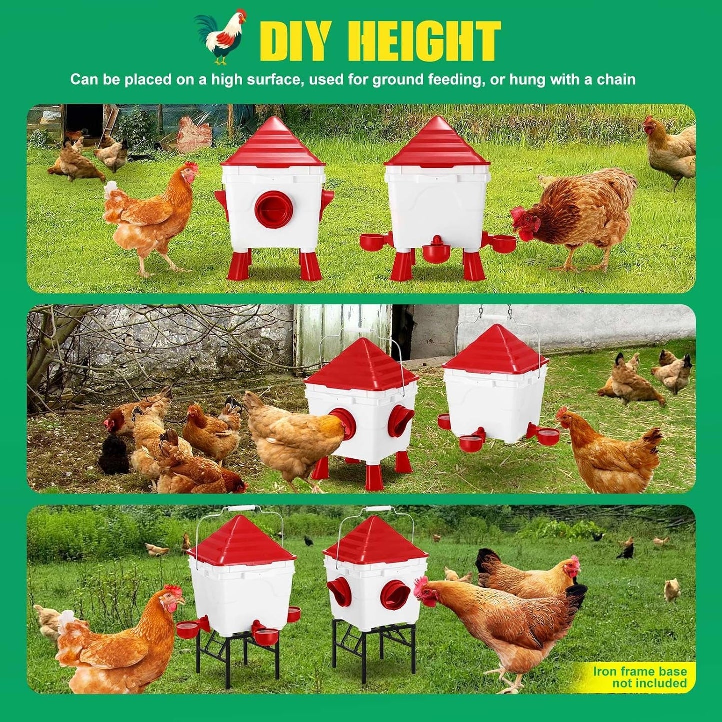 CARLA HOME Chicken Feeder Waterer Set, Automatic Gravity Dispenser