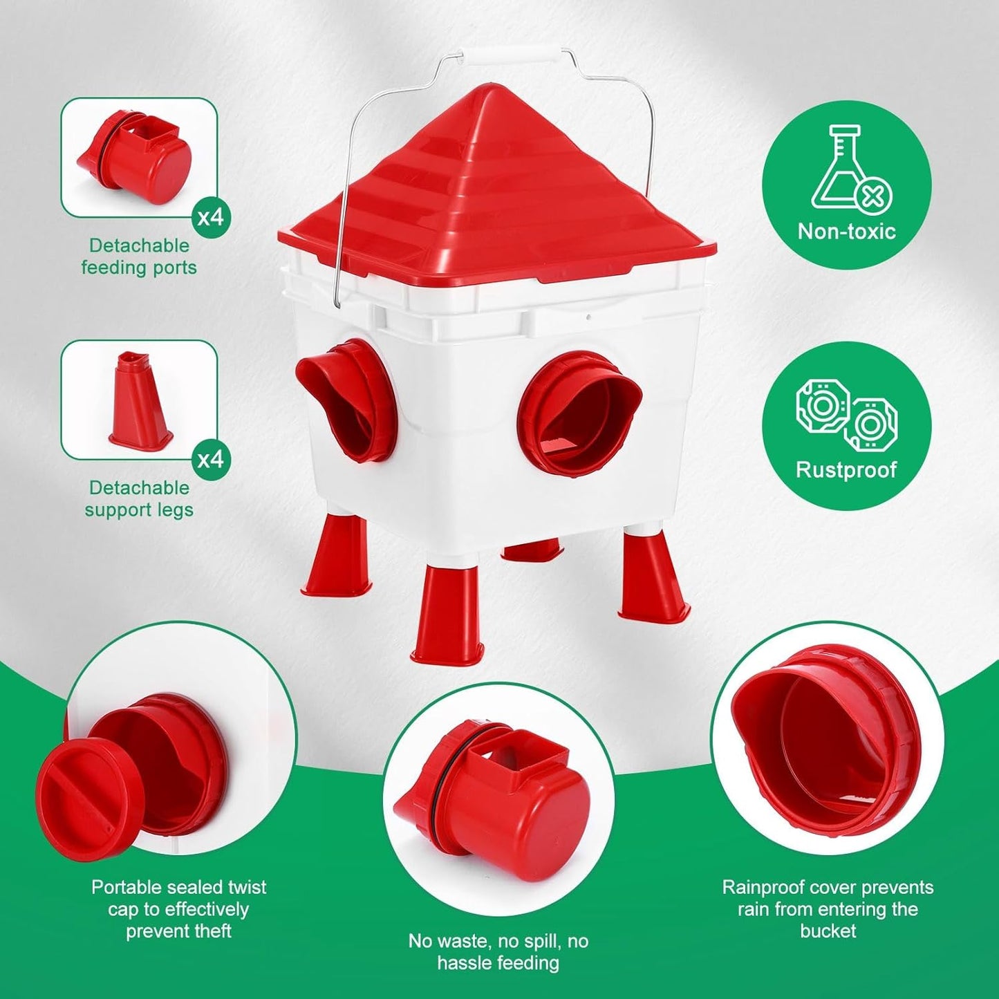 CARLA HOME Chicken Feeder Waterer Set, Automatic Gravity Dispenser