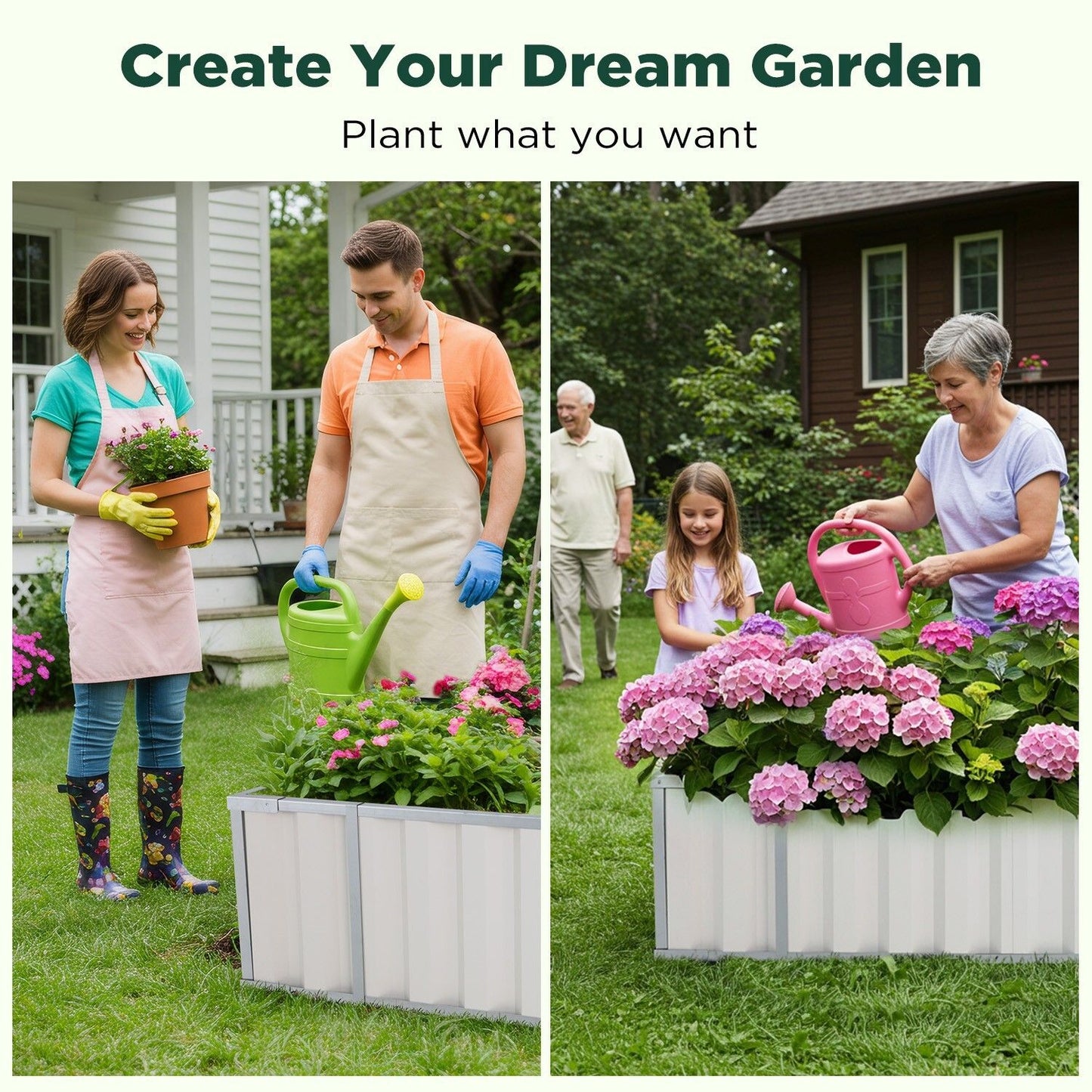 Galvanised Steel Raised Garden Rectangle Bed - No-Screw Oval