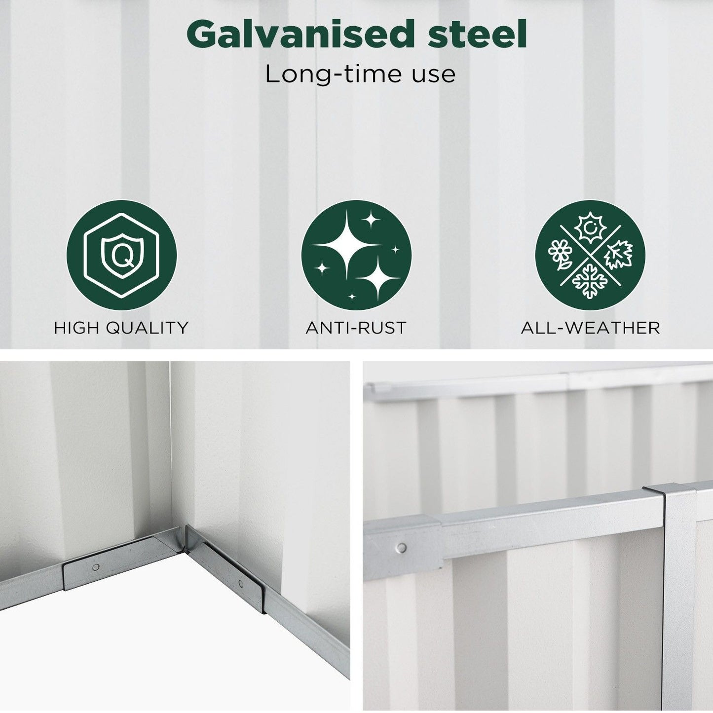Galvanised Steel Raised Garden Rectangle Bed - No-Screw Oval