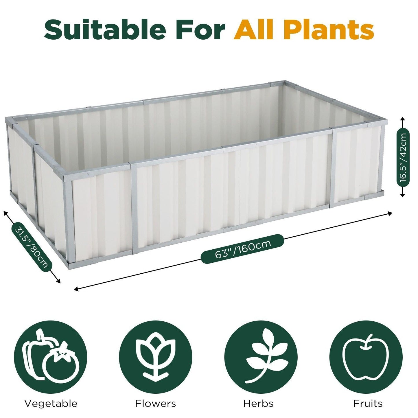 Galvanised Steel Raised Garden Rectangle Bed - No-Screw Oval