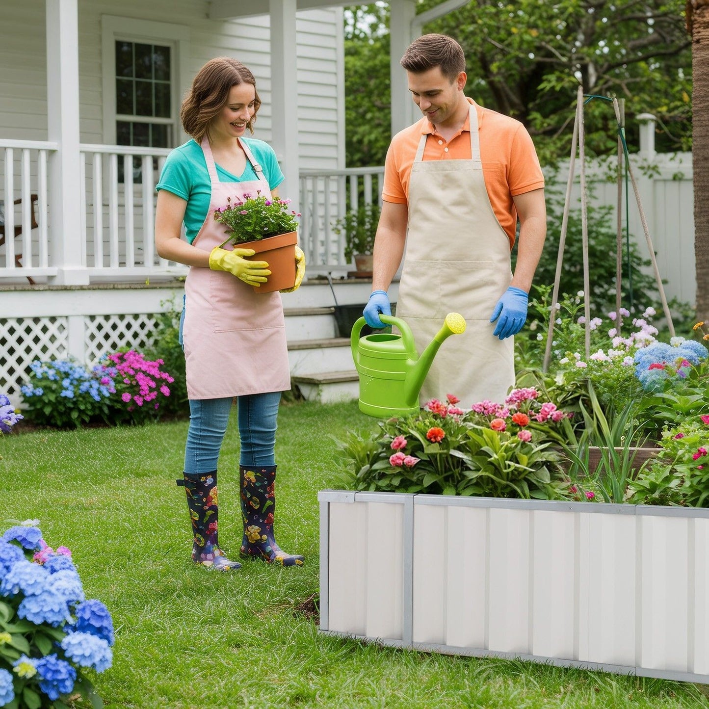 Galvanised Steel Raised Garden Rectangle Bed - No-Screw Oval