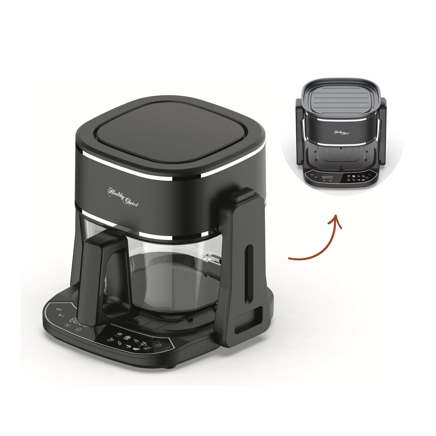 5L 2in1 Air Fryer and Grill, 1400W, Digital Touch Control