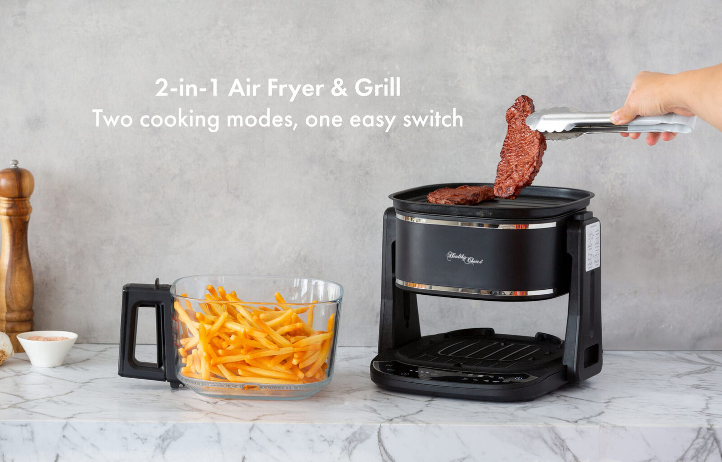 5L 2in1 Air Fryer and Grill, 1400W, Digital Touch Control