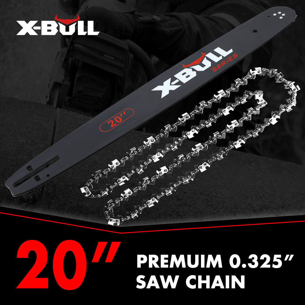 X-BULL 20'' Chainsaw Bar and Chain 0 .325 Pitch Gauge 76 Link Uni