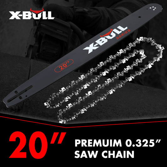 X-BULL 20'' Chainsaw Bar and Chain 0 .325 Pitch Gauge 76 Link Uni