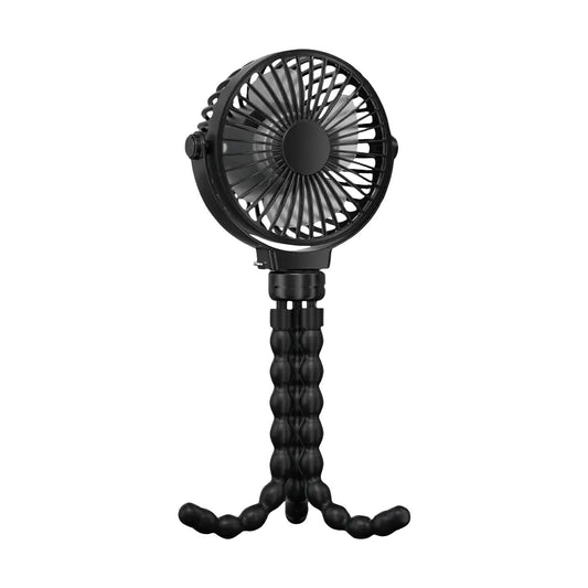 GOMINIMO 5000mAh Rechargeable Clip Fan with Flexible Tripod (Black) GO-CF-101-QF