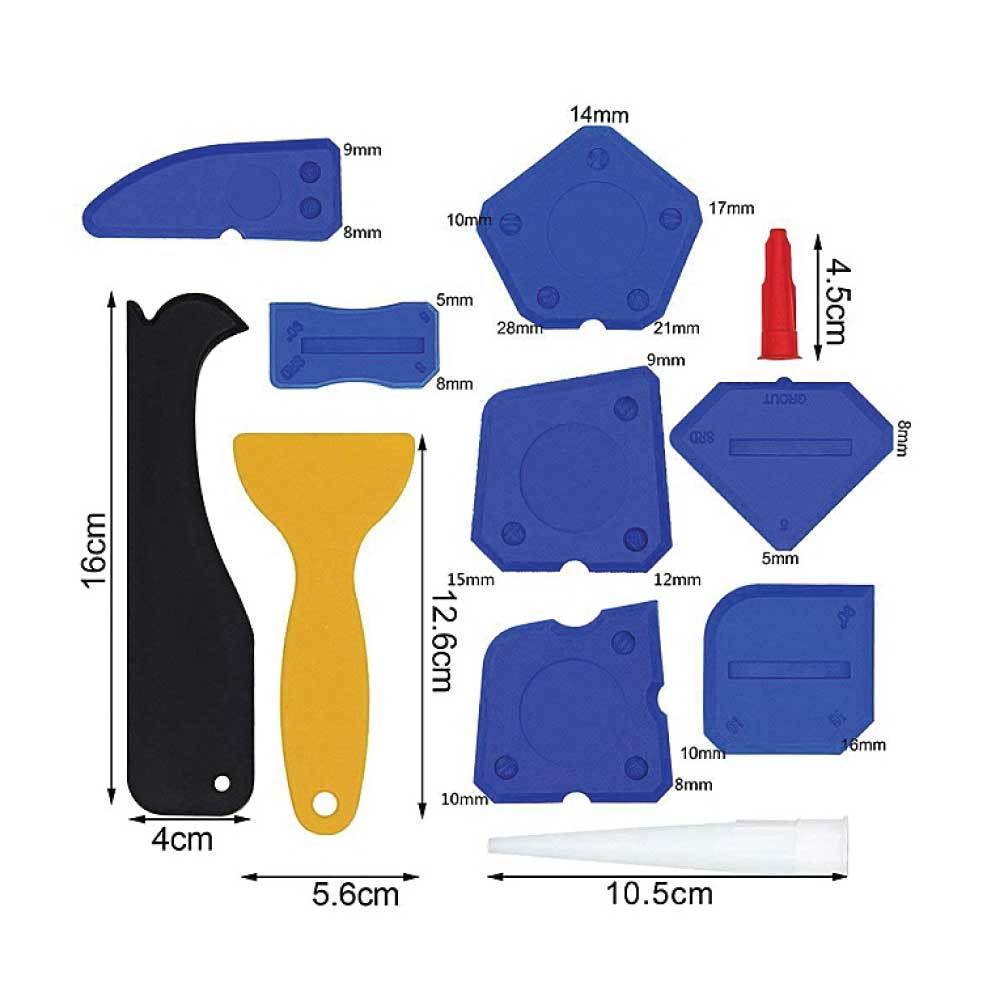 12 Piece Plastic Sealant Scraper Tools Finishing Grout Silicone