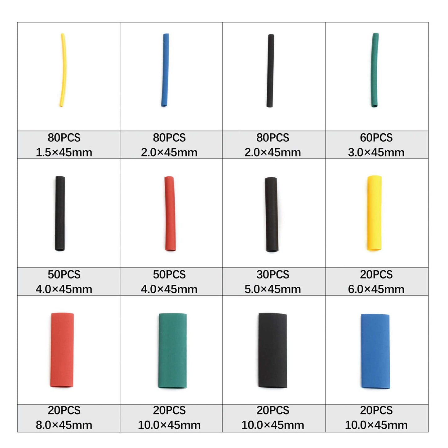 530 Pcs Heating Shrink Sleeve Set Heat Shrinkable Insulation
