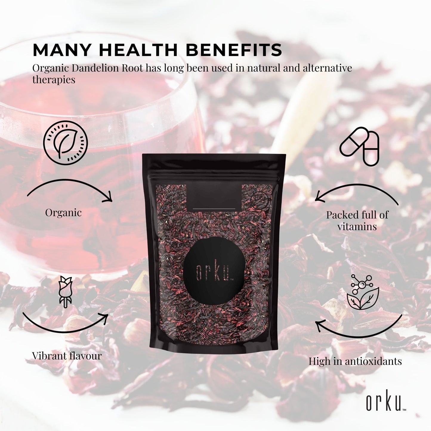 1Kg Organic Hibiscus Rosella Flower Crushed - Dried Herbal Tea