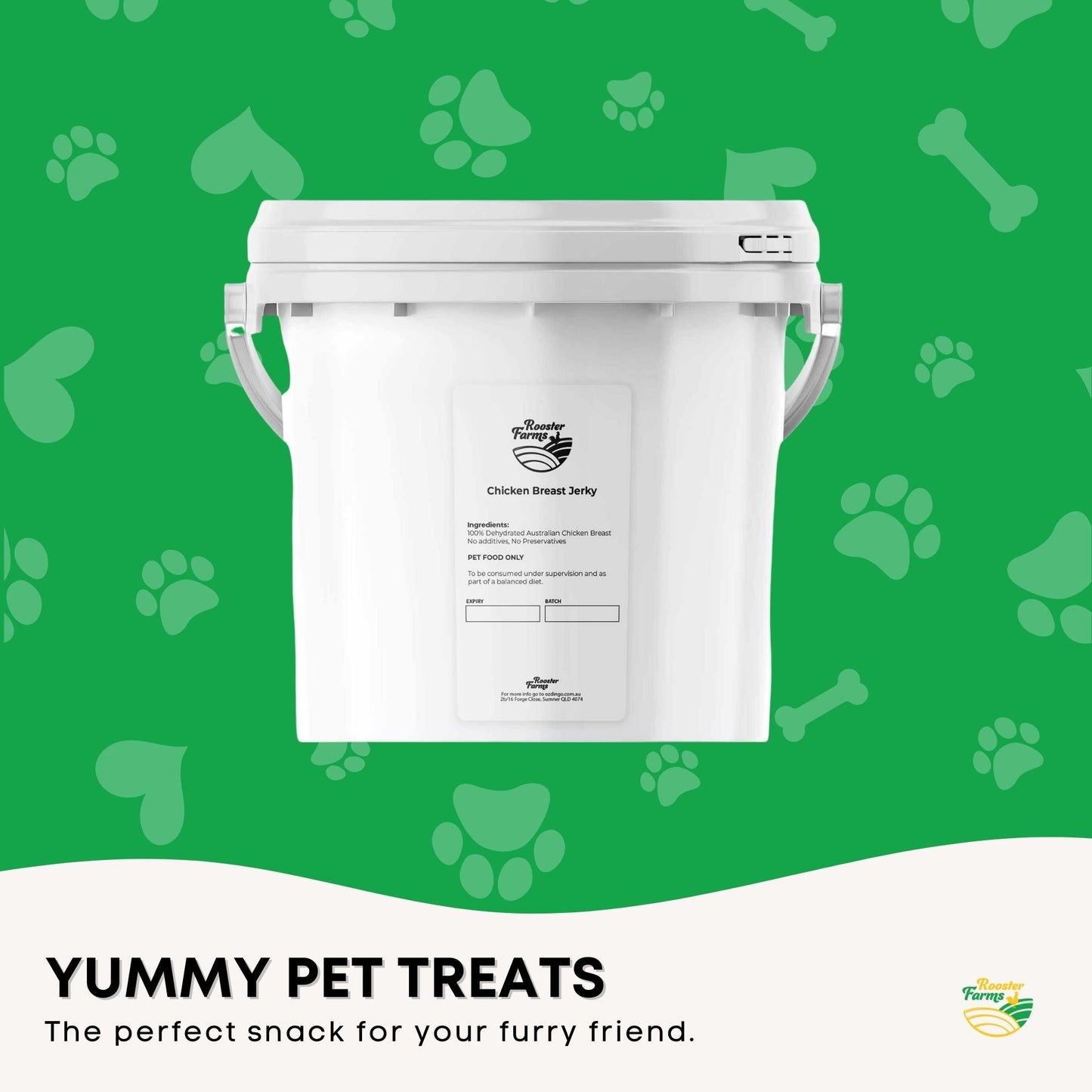 1.5Kg Dog Treat Chicken Breast Jerky Bucket - Dehydrated Australian