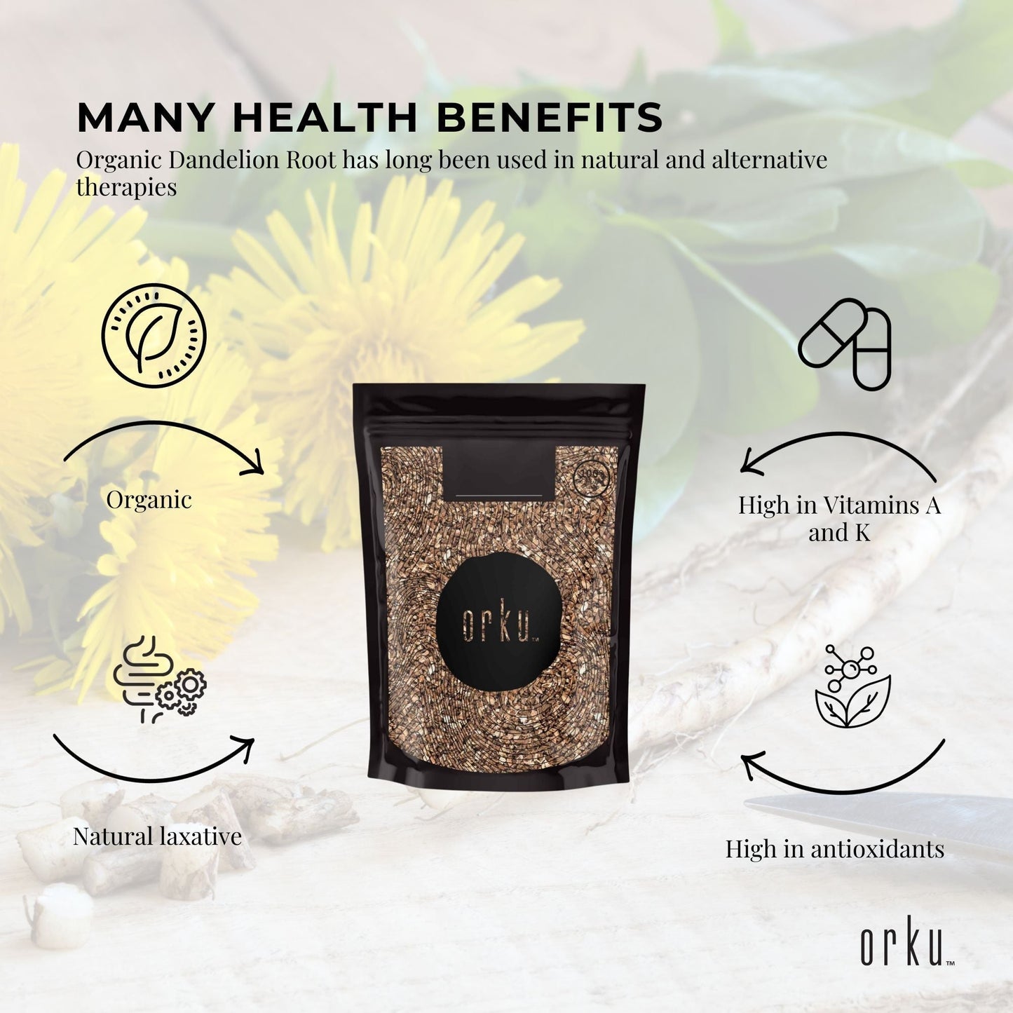 400g Organic Dandelion Root - Dried Raw Herbal Tea