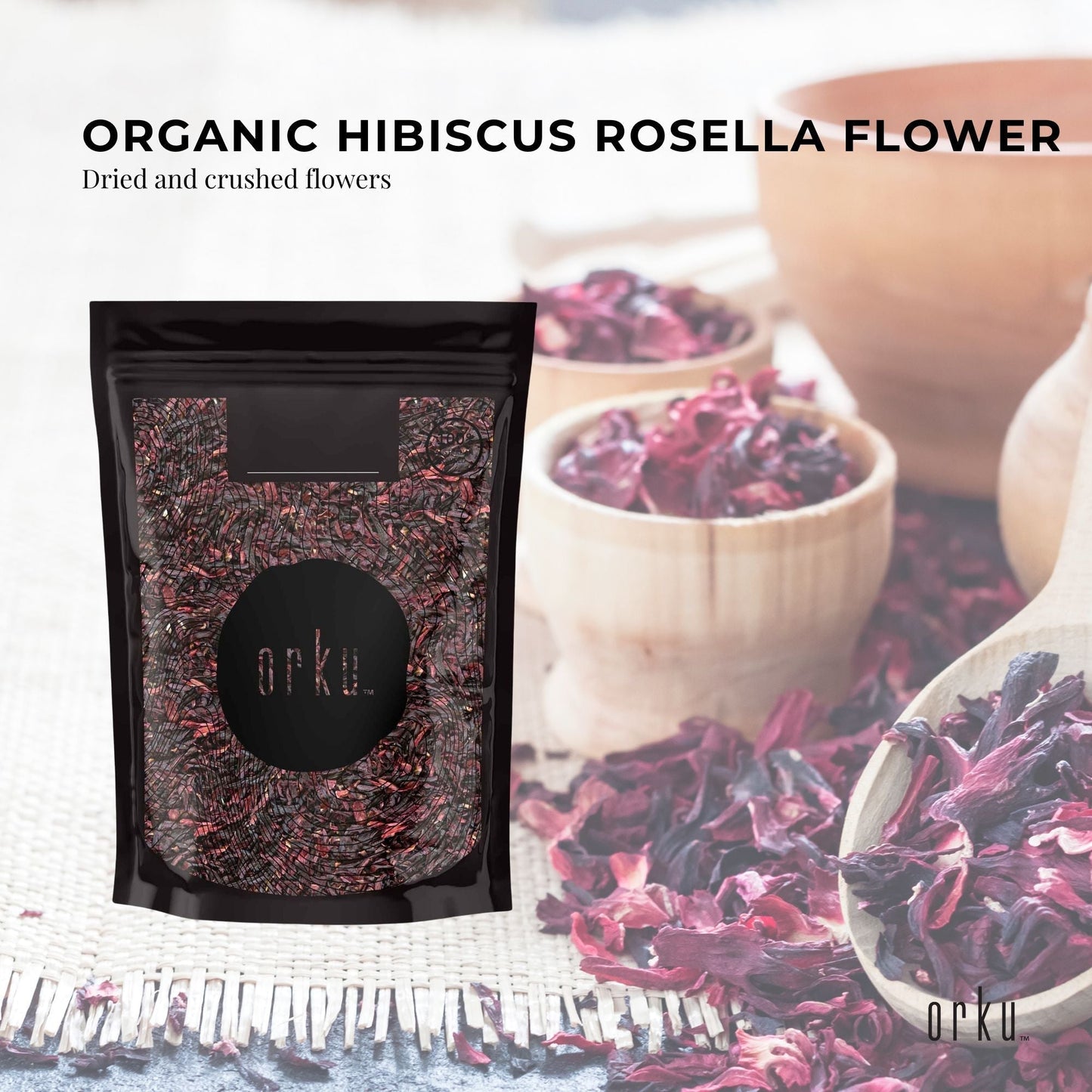 400g Organic Hibiscus Rosella Flower Crushed - Dried Herbal Tea