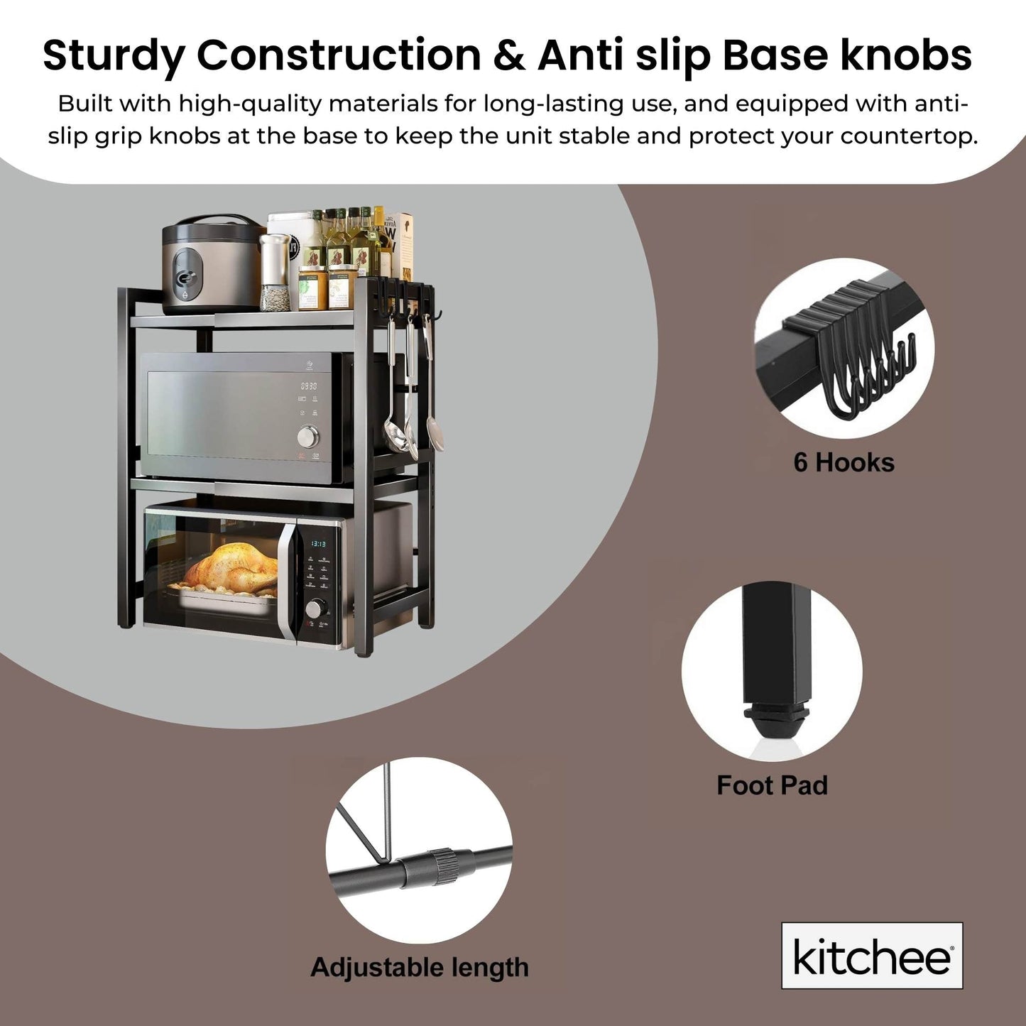Kitchee Microwave Double Shelf - Expanding Storage Rack
