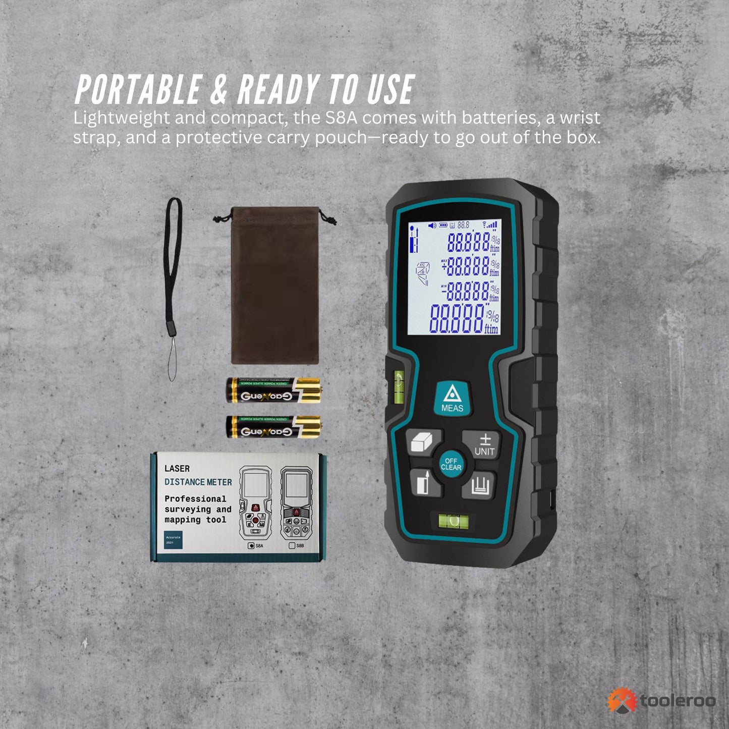 Tooleroo 40m Digital Laser Distance Measurer - LCD Area Volume Meter