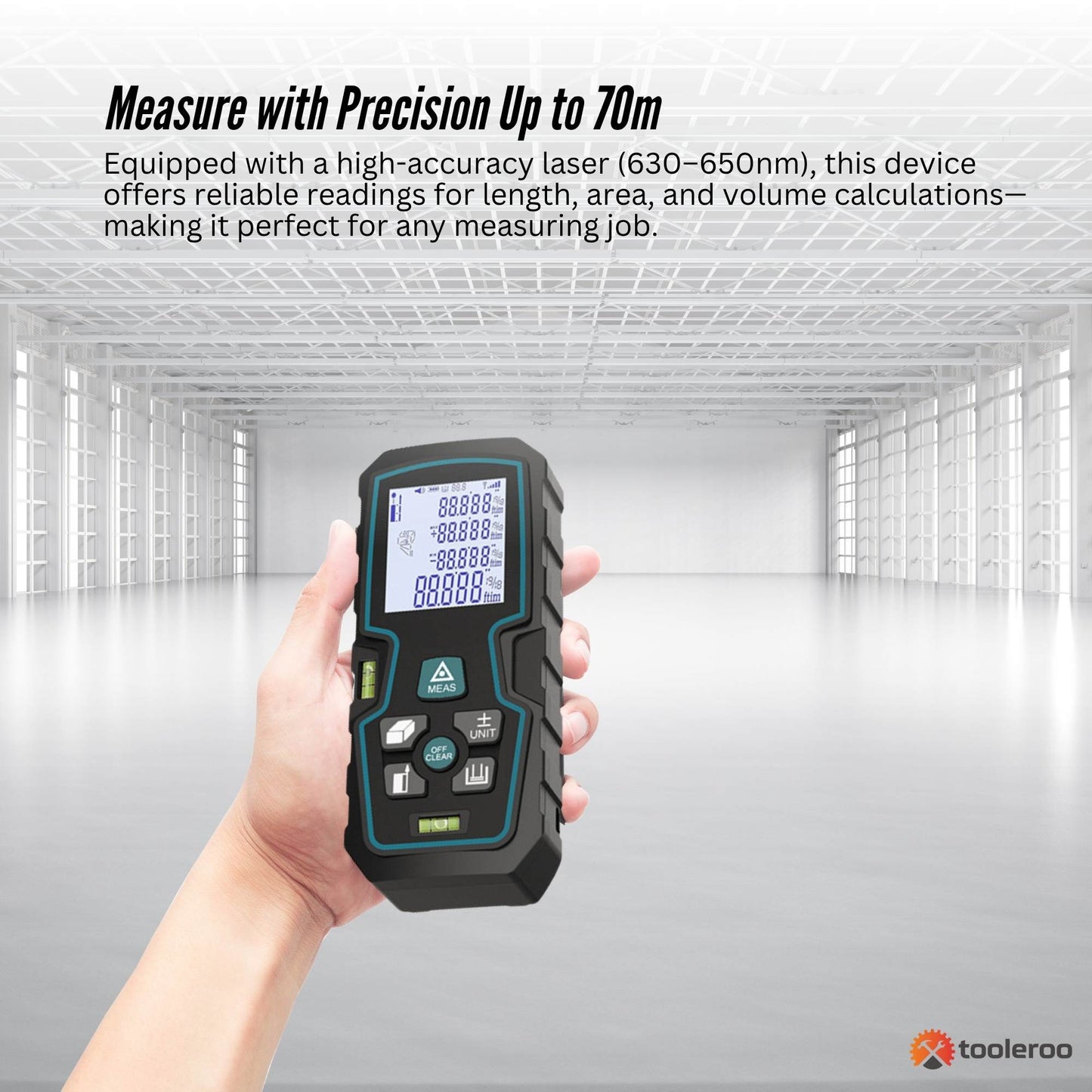 Tooleroo Digital Laser Distance Measurer - LCD Area Volume Meter