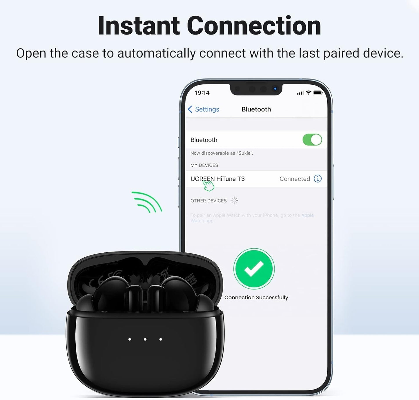 UGREEN 90401 HiTune T3 Active Noise-Cancelling Wireless Earbuds