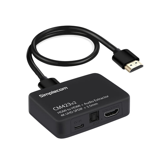 Simplecom CM423v2 HDMI Audio Extractor 4K HDMI to HDMI and Optical