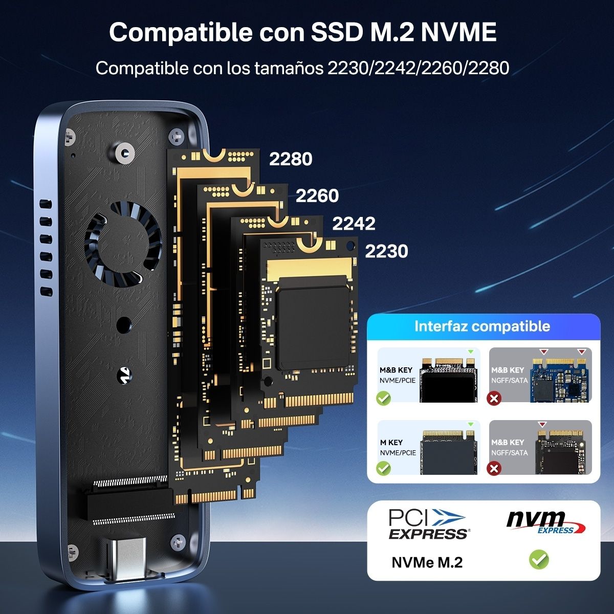 ACASIS EC-6608AIR M.2 NVMe SSD Enclosure USB-C 10Gbps Cooling Fan Case