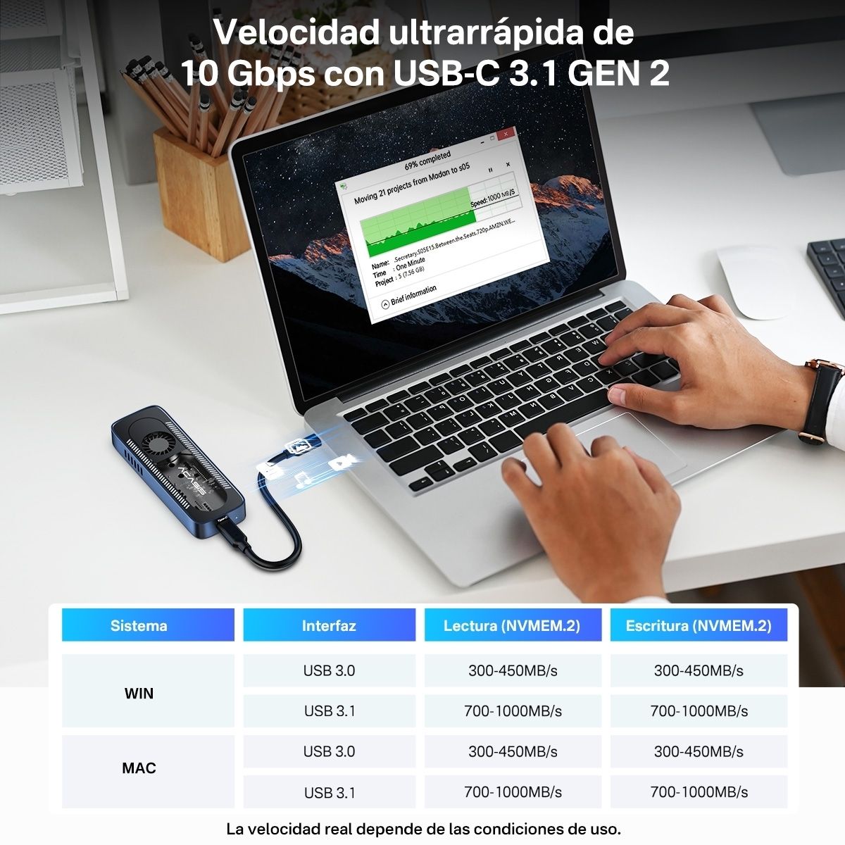 ACASIS EC-6608AIR M.2 NVMe SSD Enclosure USB-C 10Gbps Cooling Fan Case