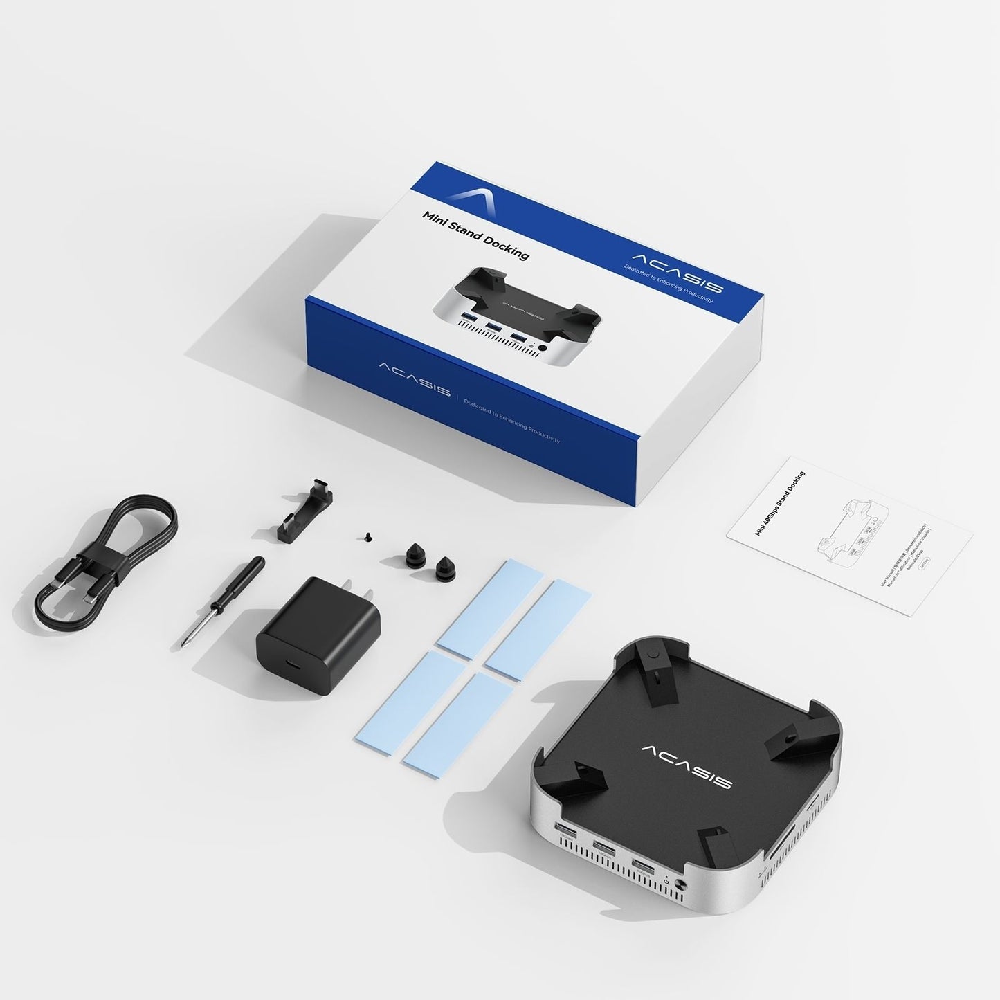 ACASIS M001PRO 14-in-1 Mac Mini Docking Station USB4 40Gbps Dock Dual 4K60Hz DP NVMe SSD x 2, USB-A x 3, DP x 2, PD/SD/TF Built for High-Performance Workstations
