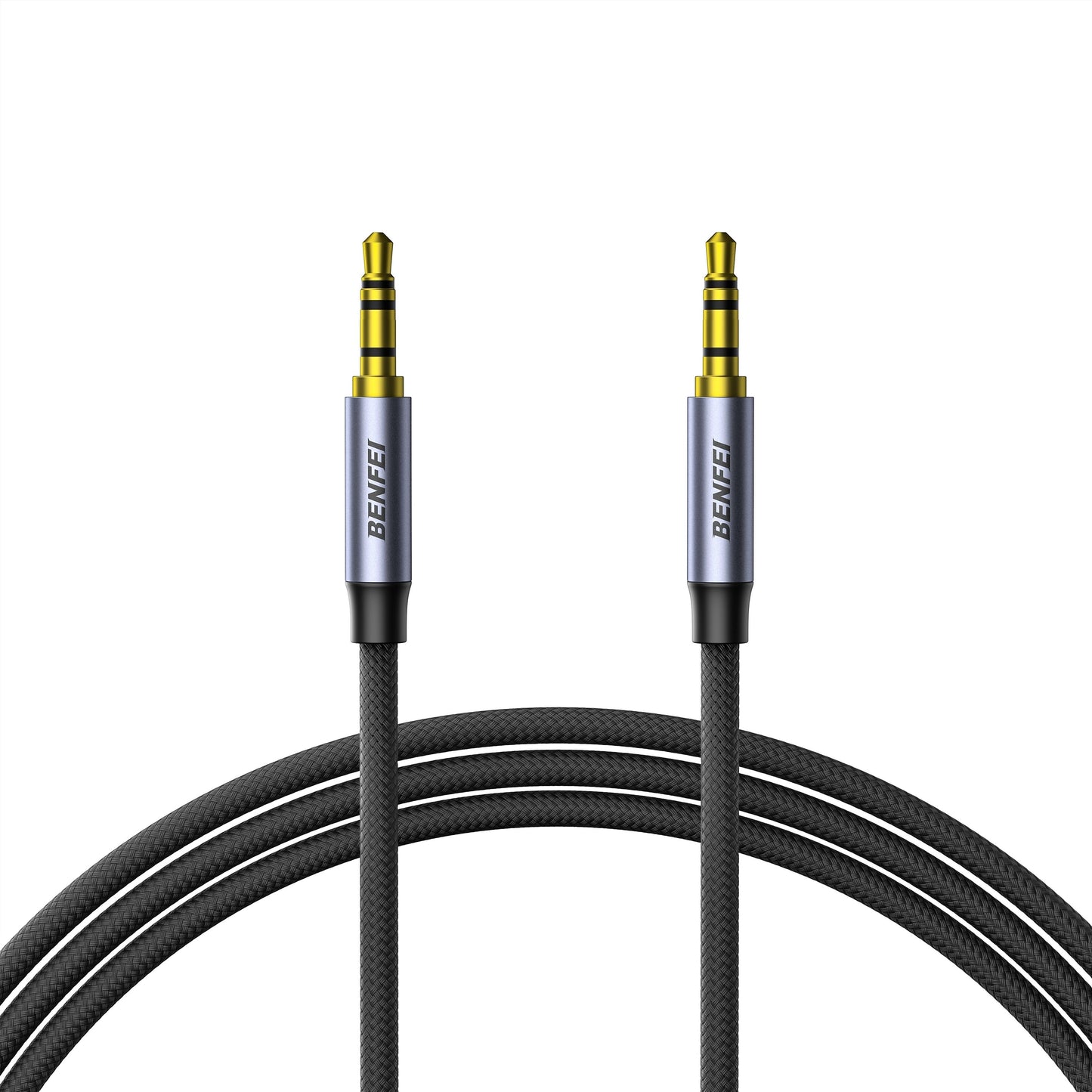 BENFEI 000427GY-2M 3.5mm TRRS Male to Male Audio Cable, 4-Pole Stereo Mic Aux Cable, Nylon Braided Headphone Jack Cord