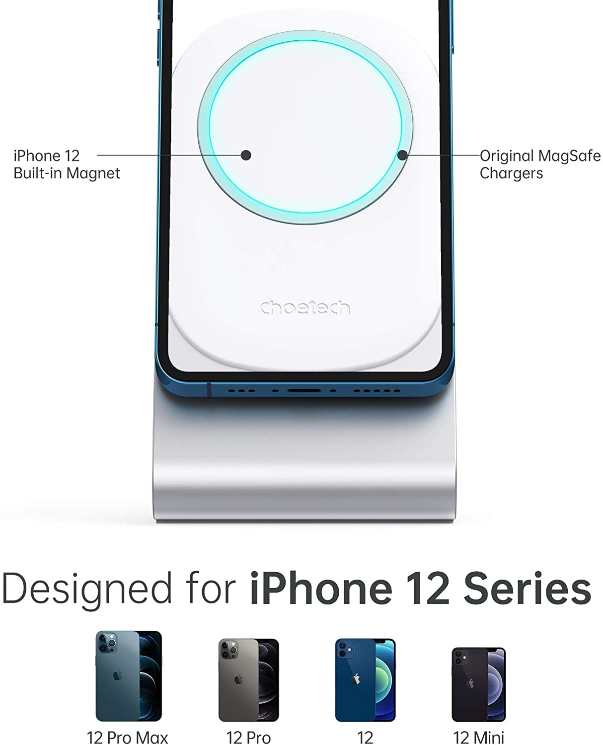 Choetech H046 Phone Stand, MagSafe Charger Aluminum (Stand Only)