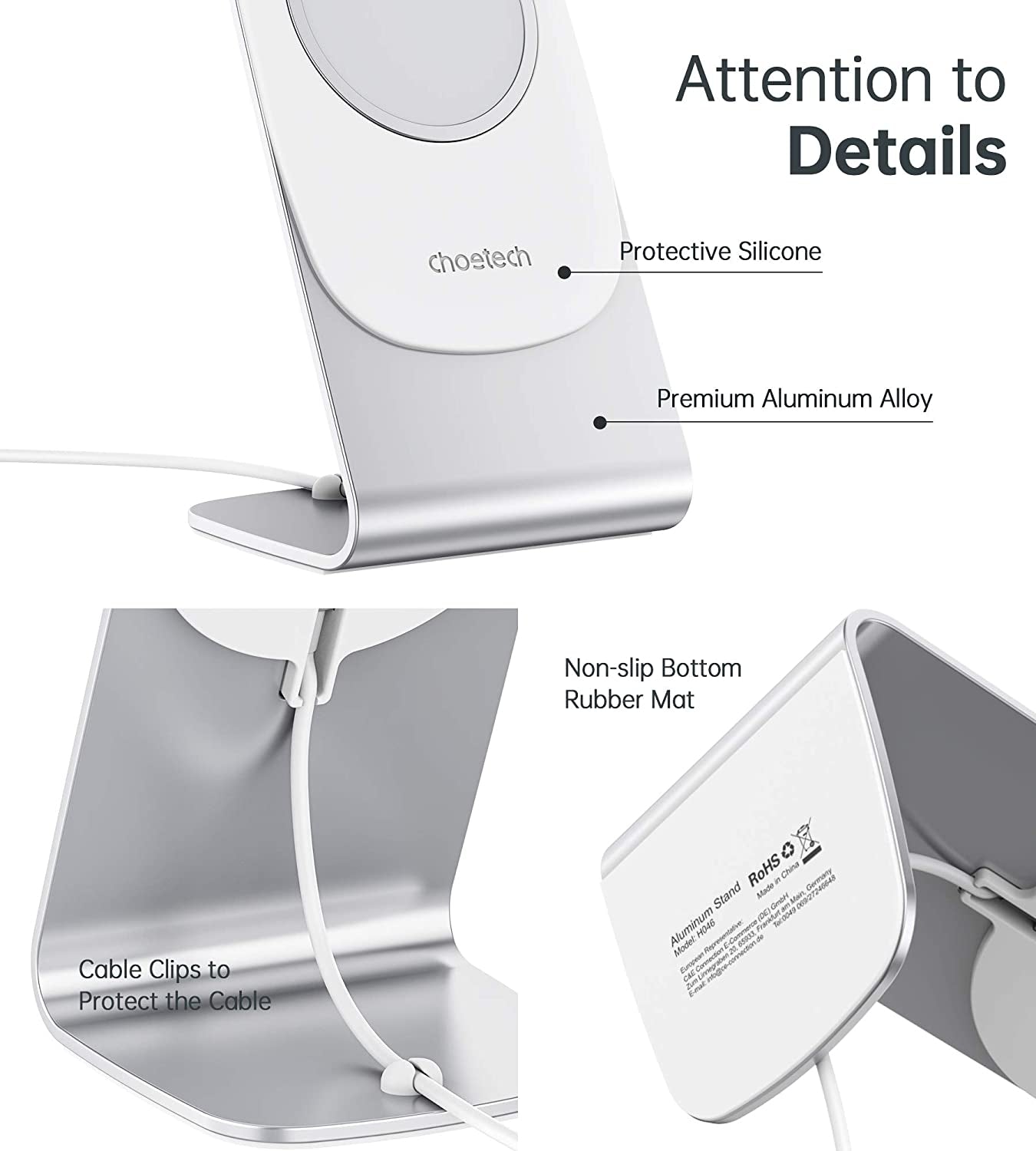 Choetech H046 Phone Stand, MagSafe Charger Aluminum (Stand Only)